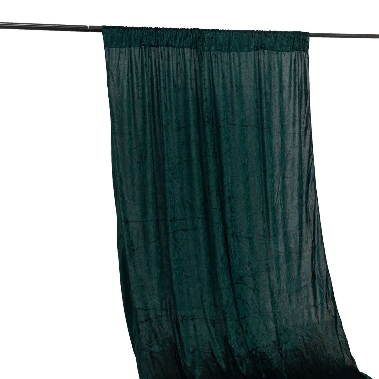 Hunter Emerald Green Crushed Velvet Backdrop Curtain â€“ 5ft x 12ft Event Drape with Rod Pocket, Privacy Panel for Photo Booths & Events