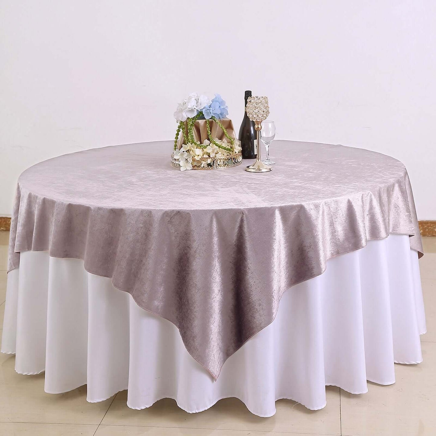 Velvet 72"x72" Table Overlay Square Tablecloth Mauve - Premium Soft Finish Table Topper