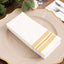 20 Pack Linen-Like Paper 8"x4" Napkins White With Gold Lines - Soft Hygienic Airlaid Guest Towels