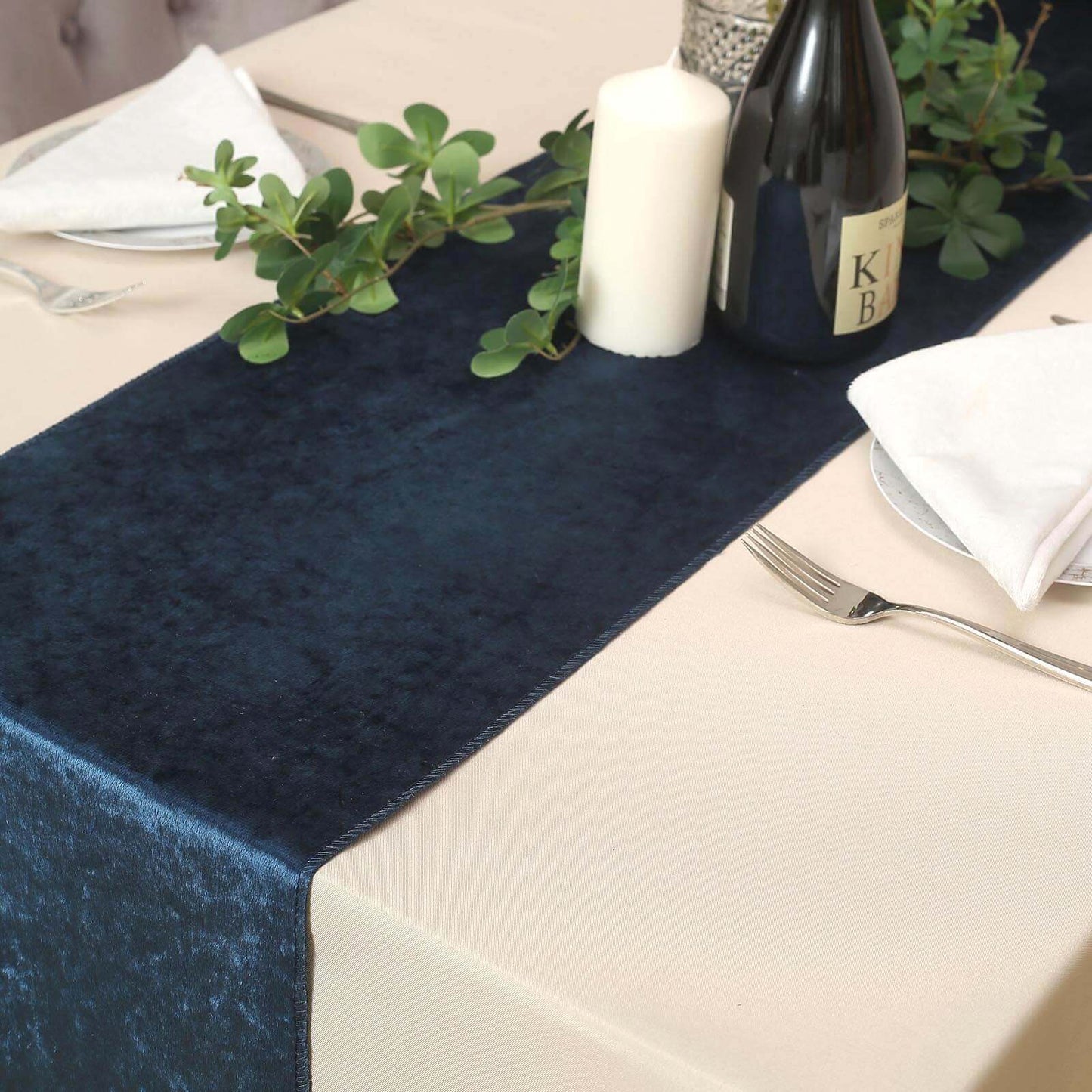 Premium Velvet 12"x108" Table Runner Navy Blue - Sheen Finish Reusable Table Decor
