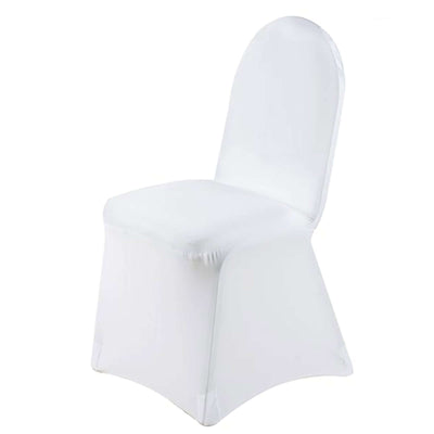 Premium Spandex Chair Cover with Foot Pockets for Banquet Chairs White - Stylish Stretch 220GSM Fitted Slipcover