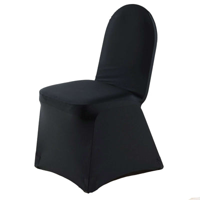 Premium Spandex Chair Cover with Foot Pockets for Banquet Chairs Black - Stretch 220GSM Fitted Slipcover - Chair Covers