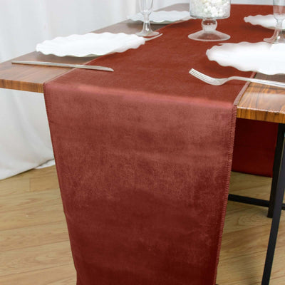 Premium Velvet 12"x108" Table Runner Terracotta (Rust) - Sheen Finish Reusable Table Decor