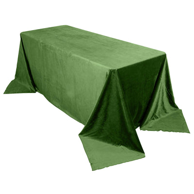 Premium Velvet 90"x132" Rectangle Tablecloth Olive Green - Reusable Soft & Seamless Table Cover
