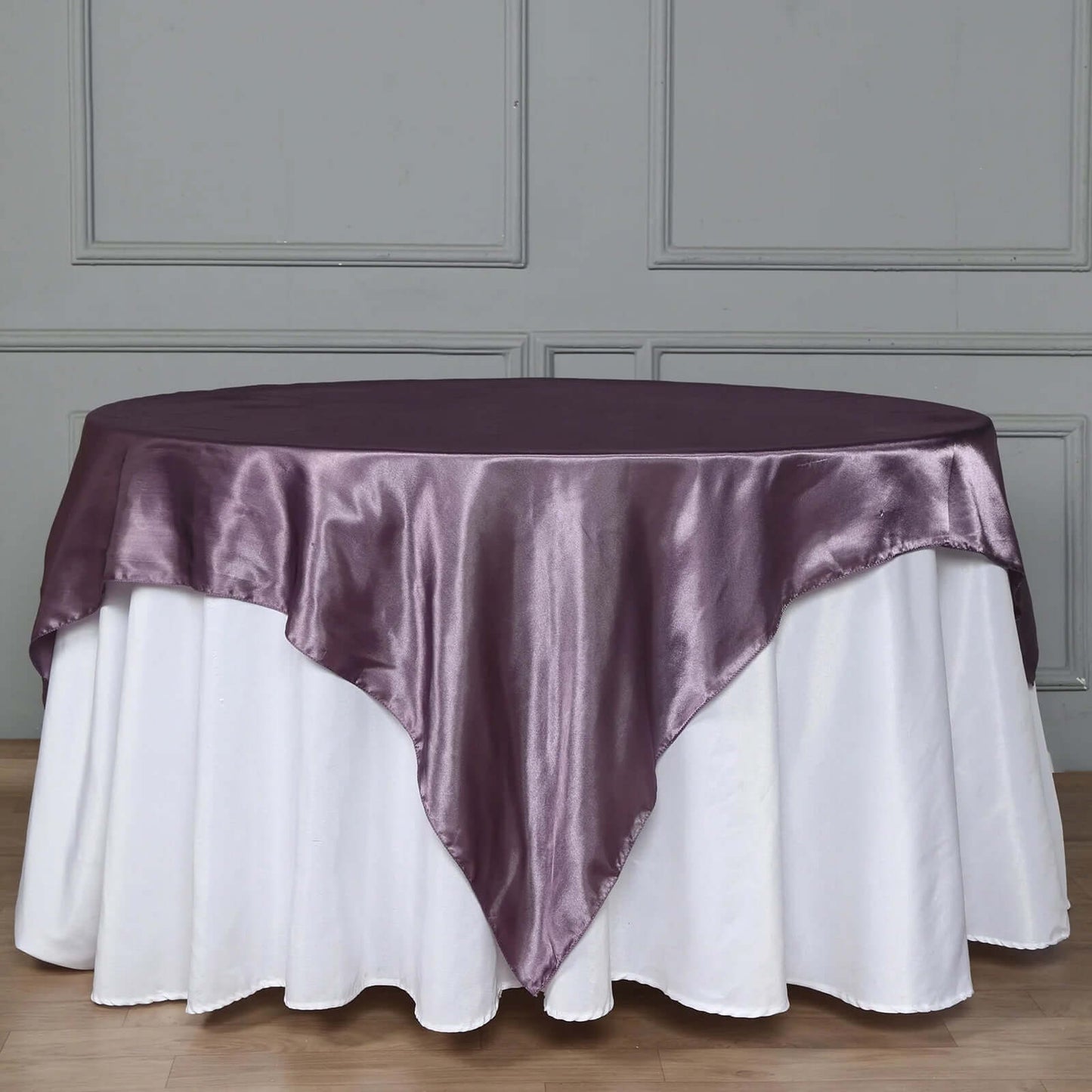 Satin 72"x72" Table Overlay Square Tablecloth Violet Amethyst - Smooth Finish Table Cover