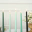 12-Pack Taper Candles Premium Wax Design Mixed Green - Unscented Candles for Sophisticated Decor 10"