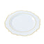 10-Pack Economy Plastic Round Charger Plates 13" in White with Gold Scalloped Rim, Decorative Dinner Party Serving Plates