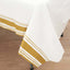 Linen-Like Paper 50"x108" Rectangle Tablecloth White - Disposable Airlaid Table Cover with Gold Striped Border