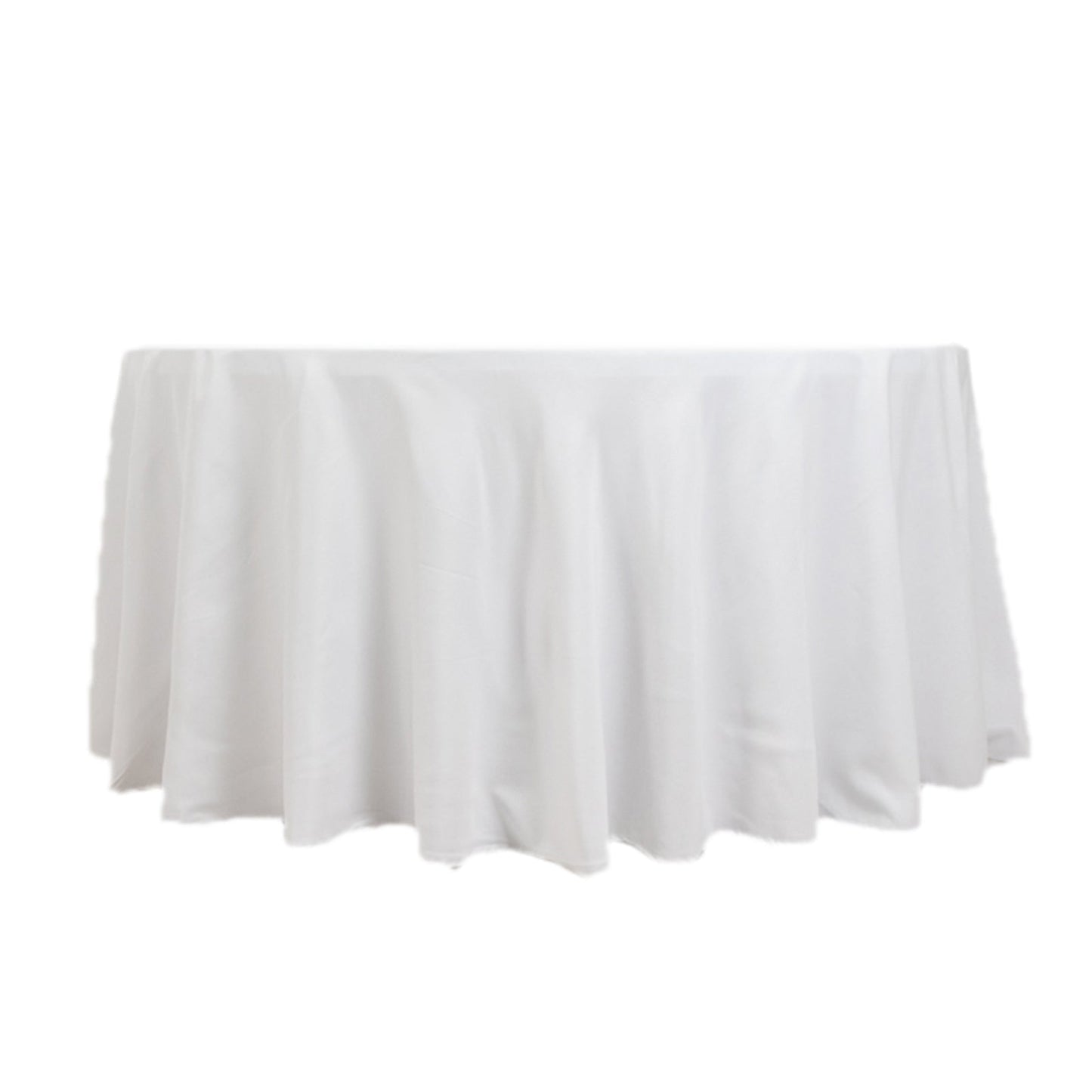 Fire Retardant Premium Polyester 120" Round Tablecloth White - Stylish High-Performance Seamless Table Cover for Large Gatherings