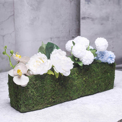 Metal Planter Box Rectangle with Inner Lining Green Preserved Moss - Rustic Flower Basket Decor 23"