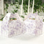 25 Pack Candy Treat Tote Boxes in French Toile Pattern - Matte Lavender and White Party Favor Gable Boxes, Cardstock Paper - 6"x3.5"x7"