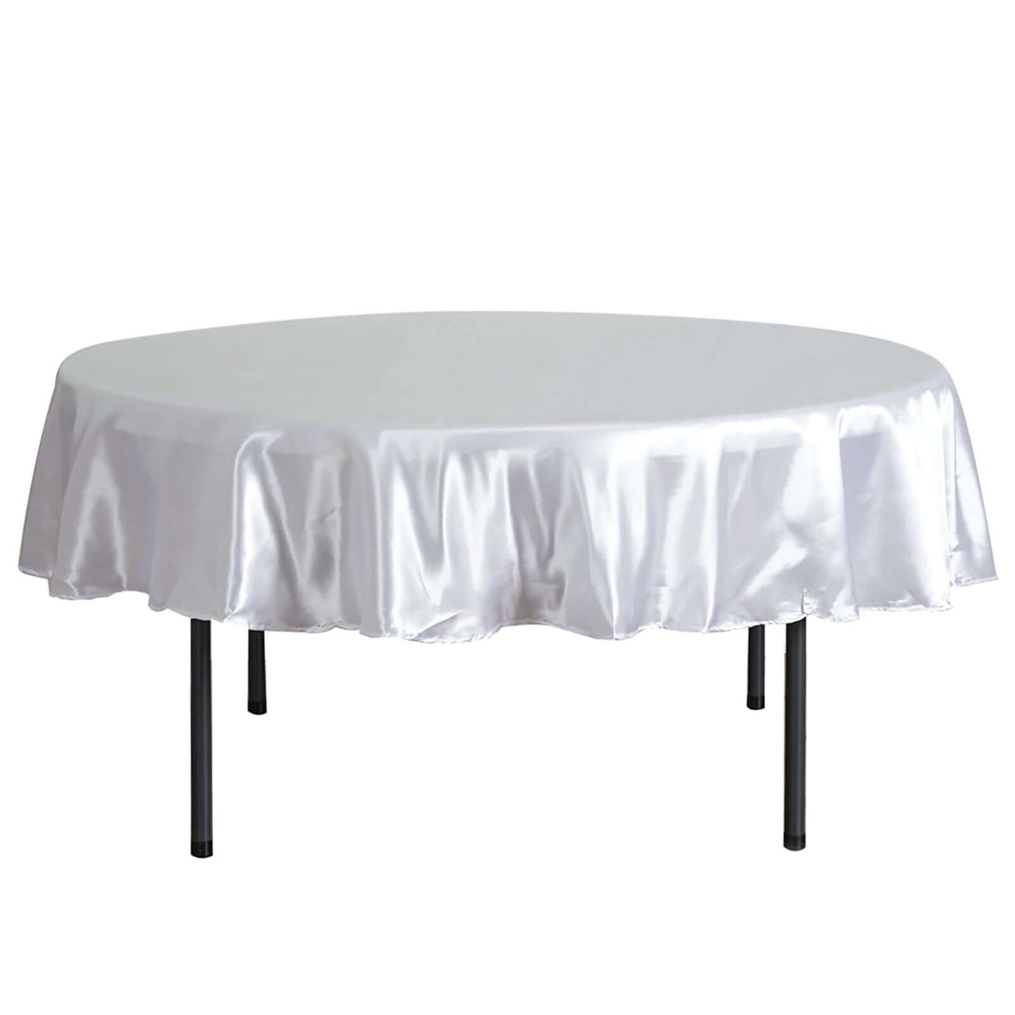 Satin 90" Round Tablecloth White - Smooth and Lustrous Table Cover for Weddings & Events