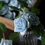 24 Roses 2" Dusty Blue Artificial Foam Flowers With Stem Wire and Leaves