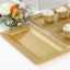 4-Pack Plastic 14" Rectangle Serving Trays Gold with Lace Rim - Chic Decorative Table Tray Platters for Buffets Banquets Dinner Parties