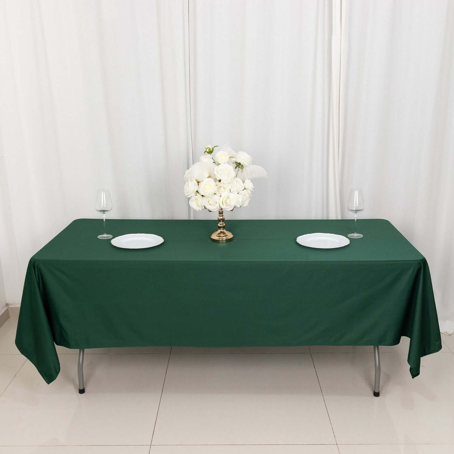 Scuba Rectangular 60"x102" Tablecloth Hunter Emerald Green - Wrinkle Free & Stain Resistant Table Cover