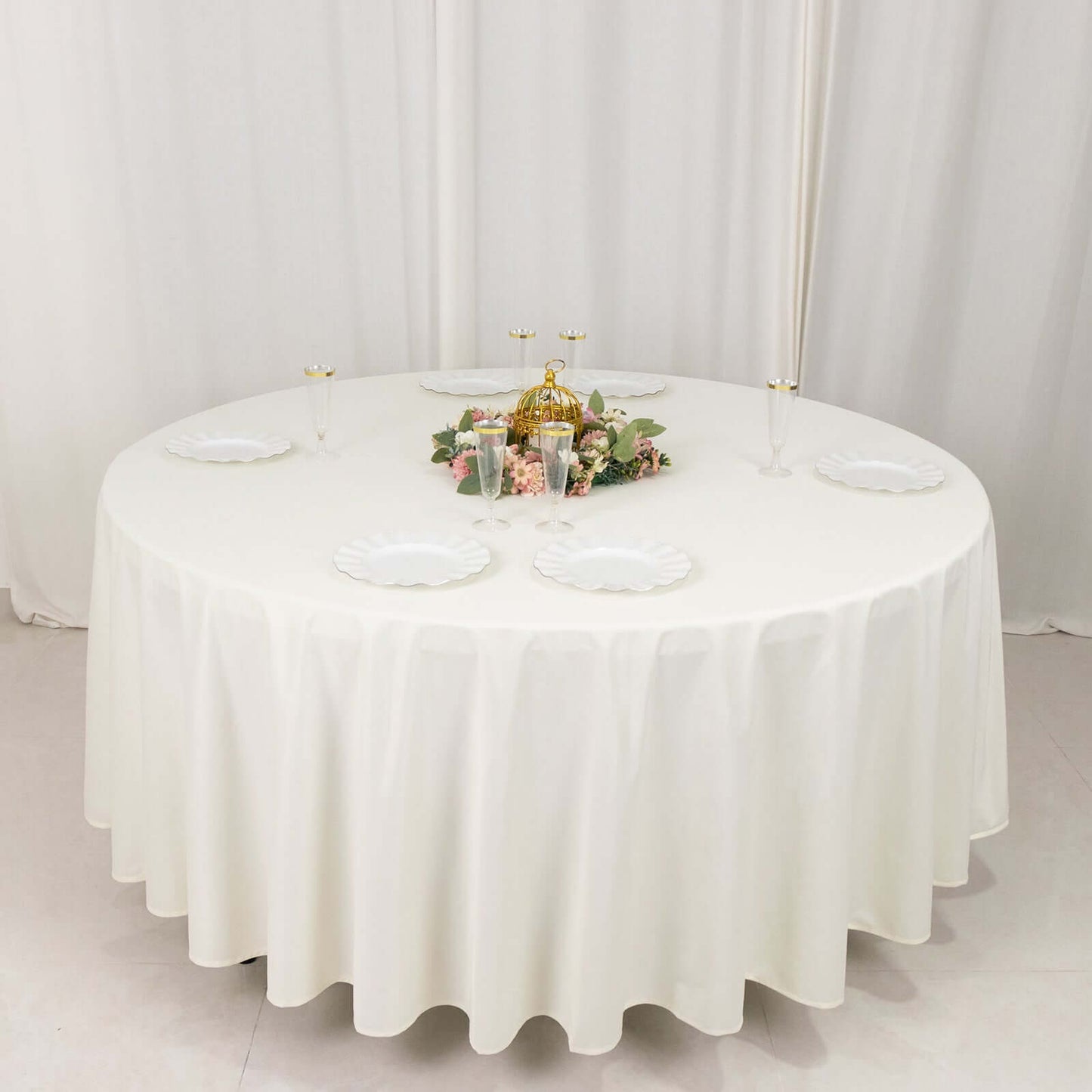 Scuba Round 108" Tablecloth Ivory - Wrinkle Free & Stain Resistant Table Cover