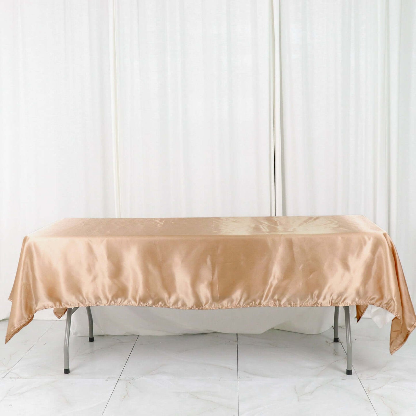 Satin Rectangular 60"x102" Tablecloth Nude - Smooth and Lustrous Table Cover