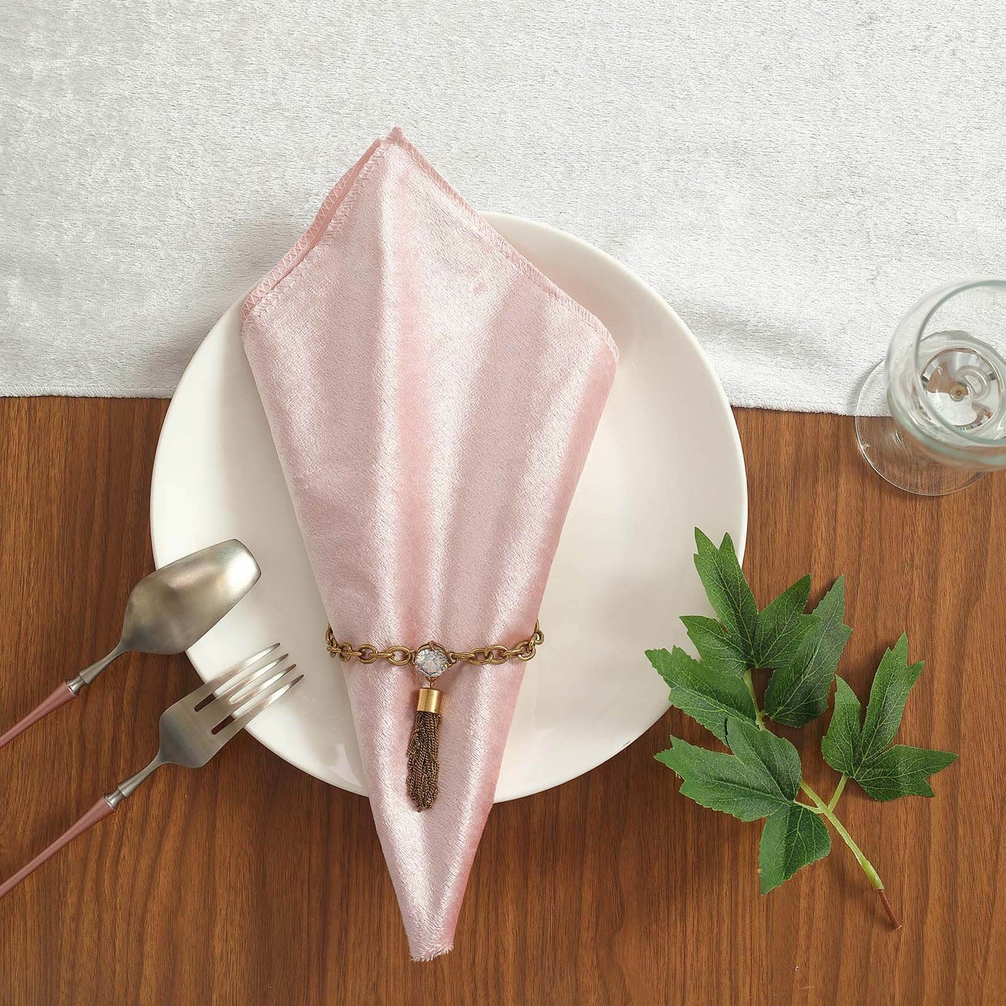 5 Pack Premium Velvet 20"x20" Napkins Blush - Soft Sheen Finish Cloth Napkins