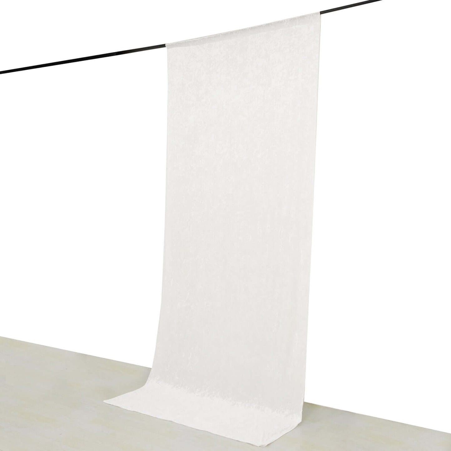 White Crushed Velvet Backdrop Curtain â€“ 5ft x 12ft Event Drape with Rod Pocket, Privacy Panel for Photo Booths & Events
