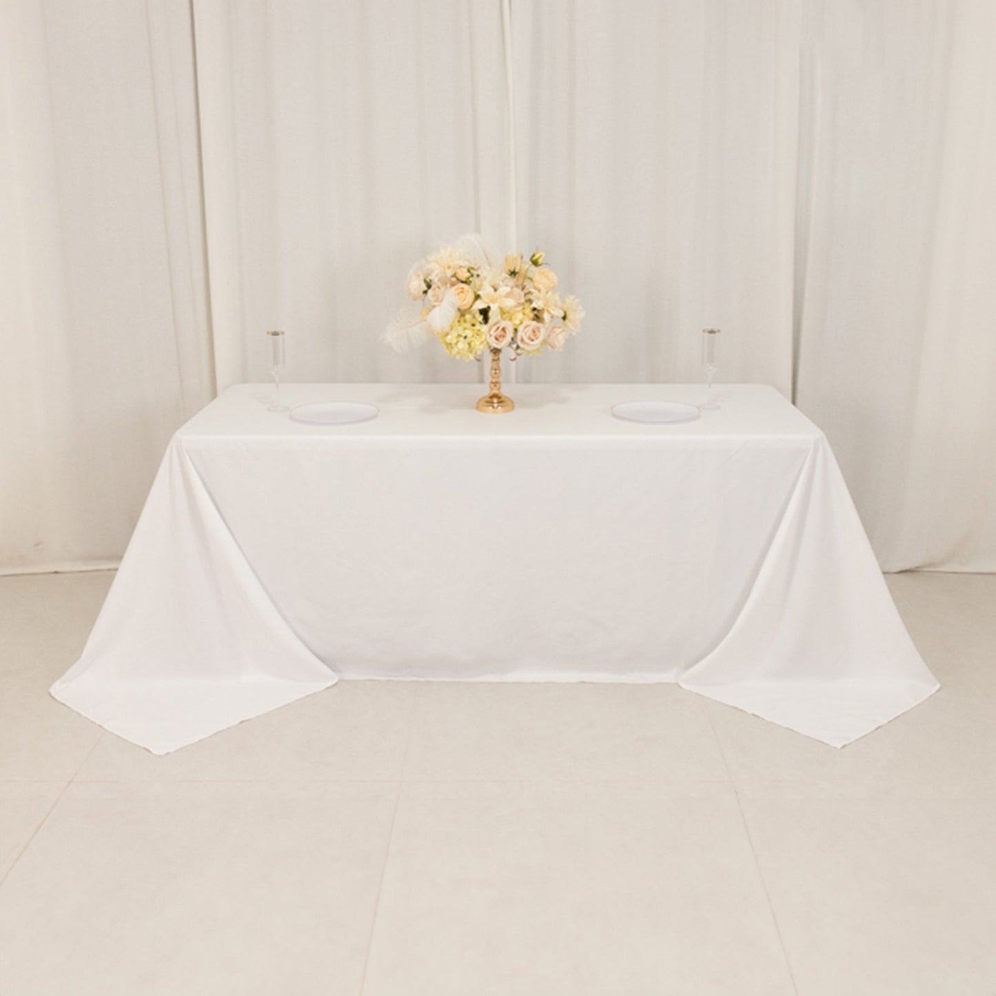 Cotton Blend 90"x132" Rectangle Tablecloth White - Seamless Wrinkle-Resistant Design for Classy Occasions