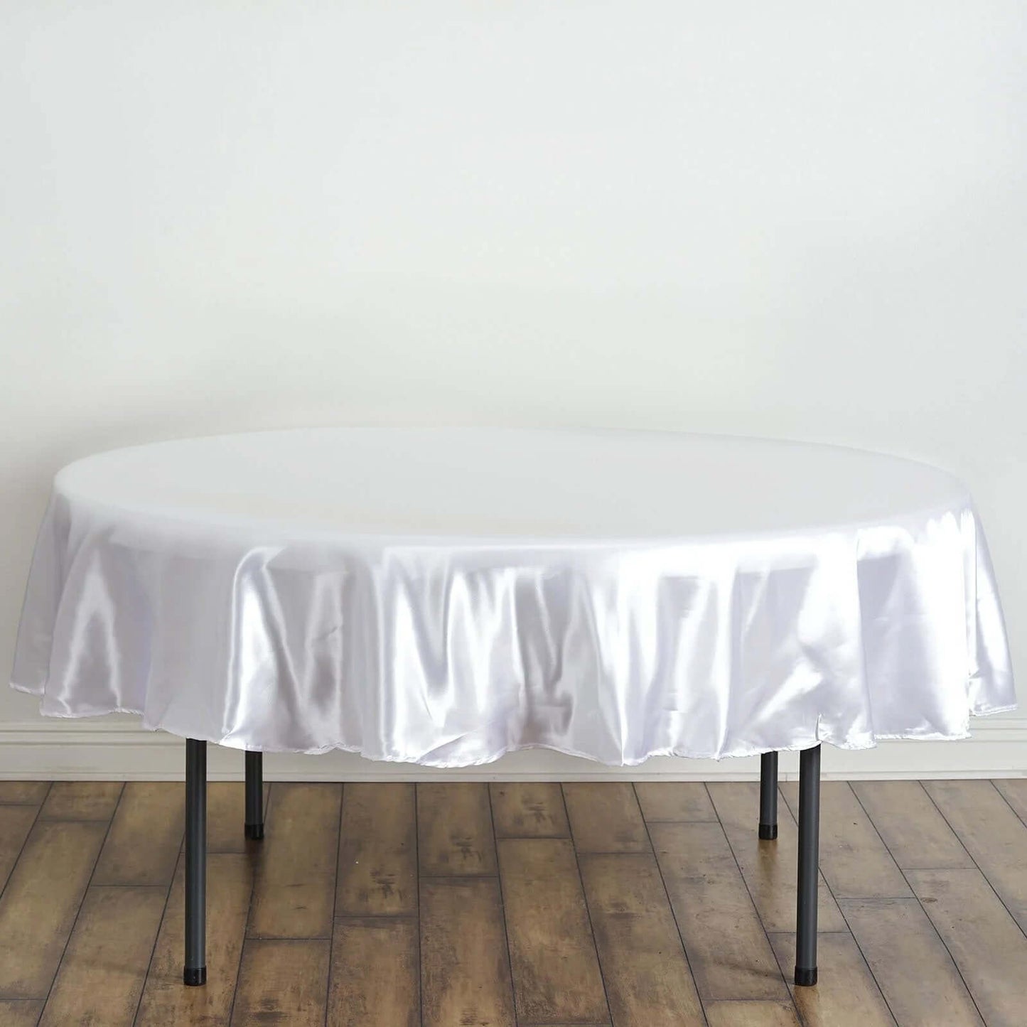 Satin 90" Round Tablecloth White - Smooth and Lustrous Table Cover for Weddings & Events