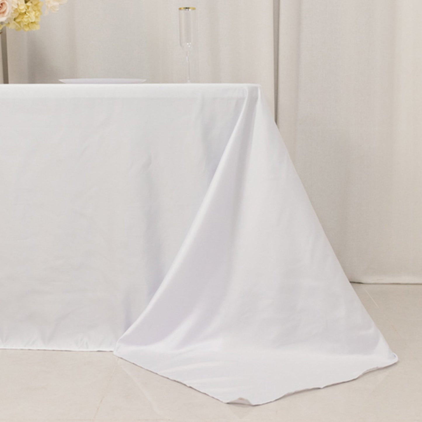 Lamour Satin 90"x132" Rectangle Tablecloth White - Soft & Silk-Like Seamless Table Cover for Weddings & Parties