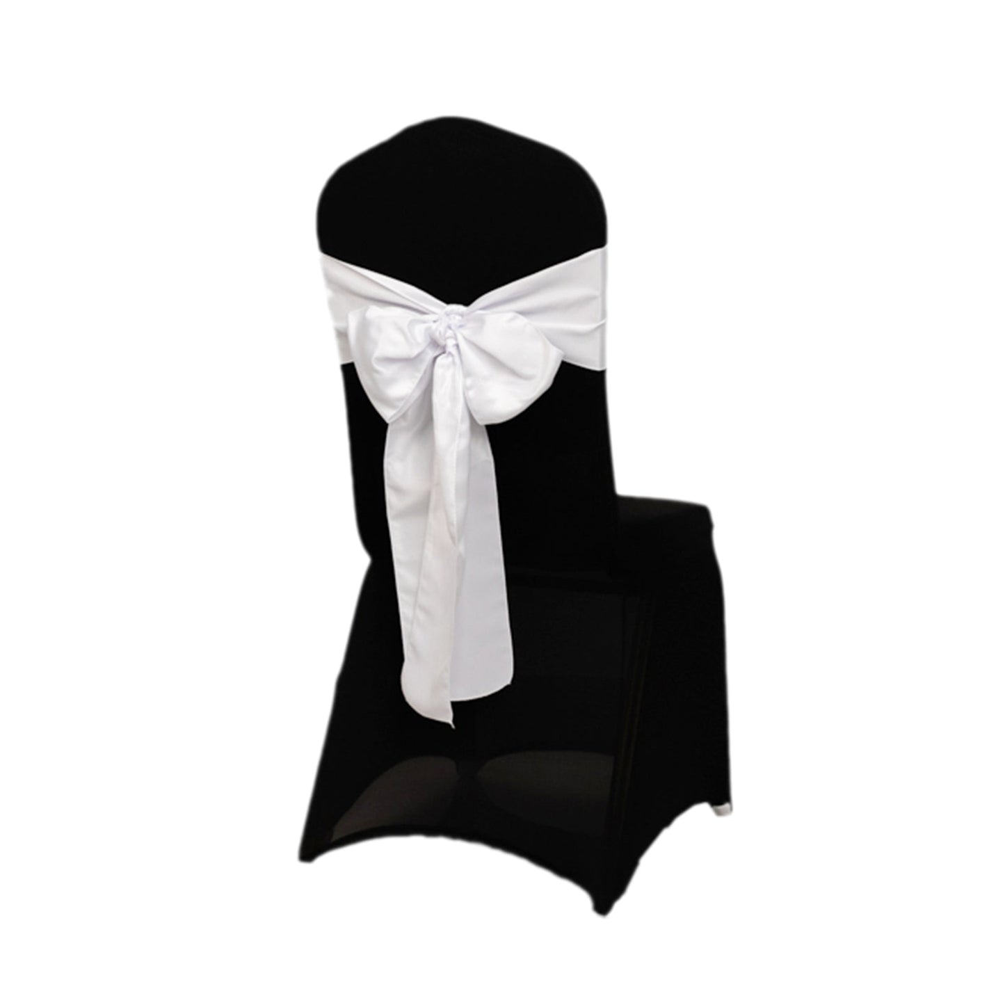 5 Pack Lamour Satin 6"x106" Chair Sashes White - Stylish Reusable Decorative Bows for Weddings & Gatherings