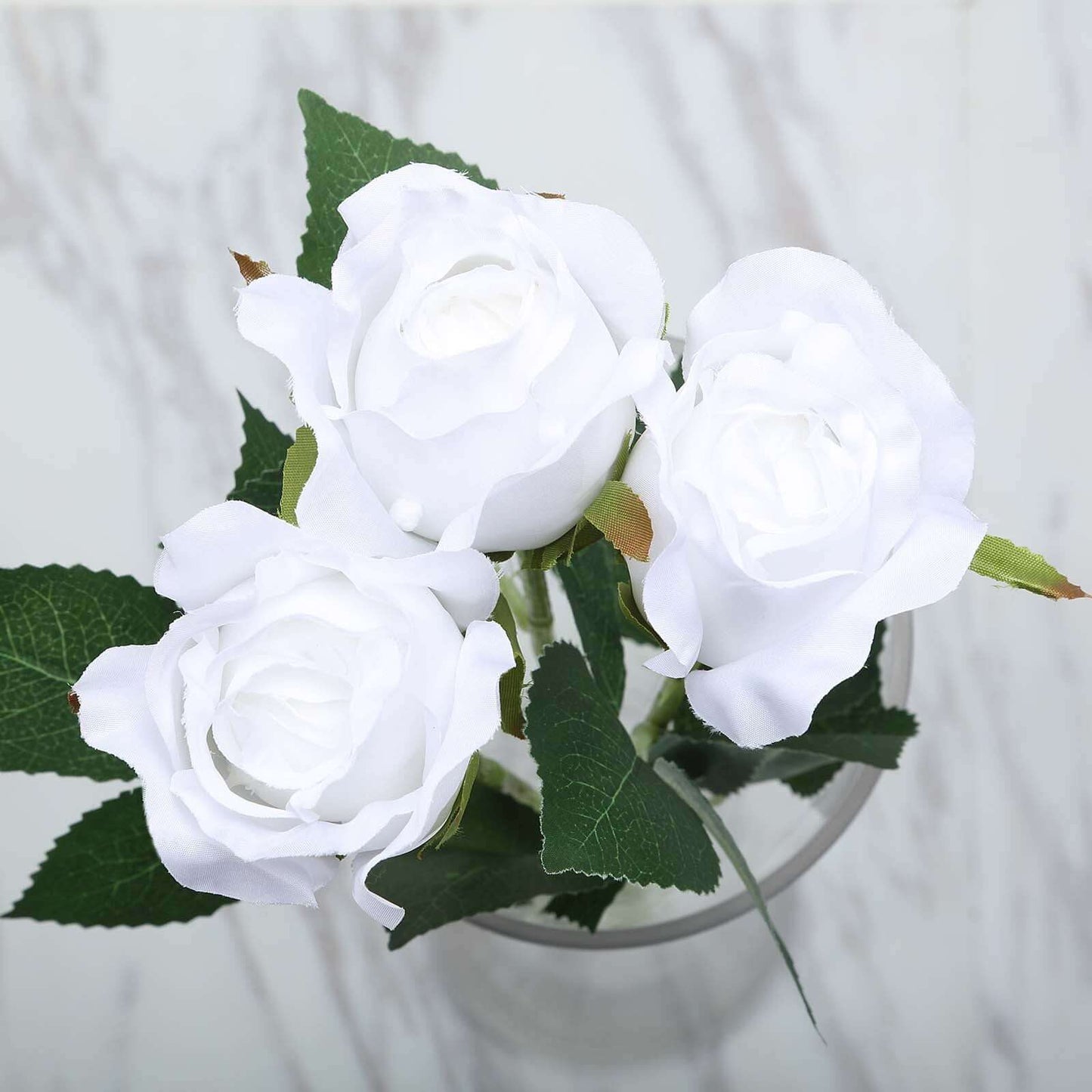 31" 24Pcs White Long Stem Artificial Silk Roses Flowers