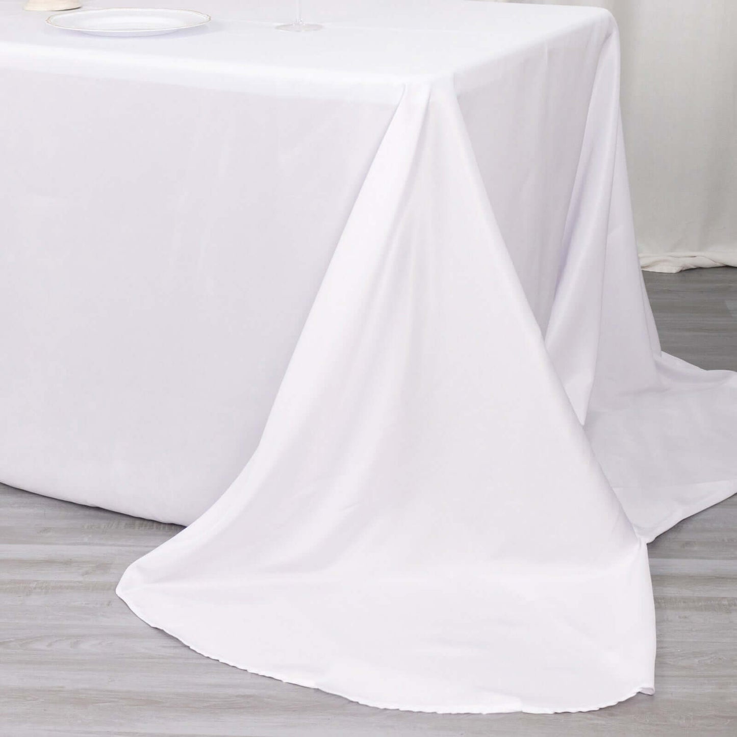 Polyester 90"x156" Rectangle Tablecloth White - Rounded Corners and Seamless Design for Luxe Events