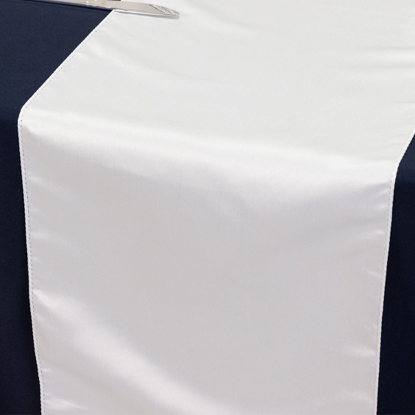 Lamour Satin 12"x108" Table Runner White - Smooth & Lustrous Wedding Decor
