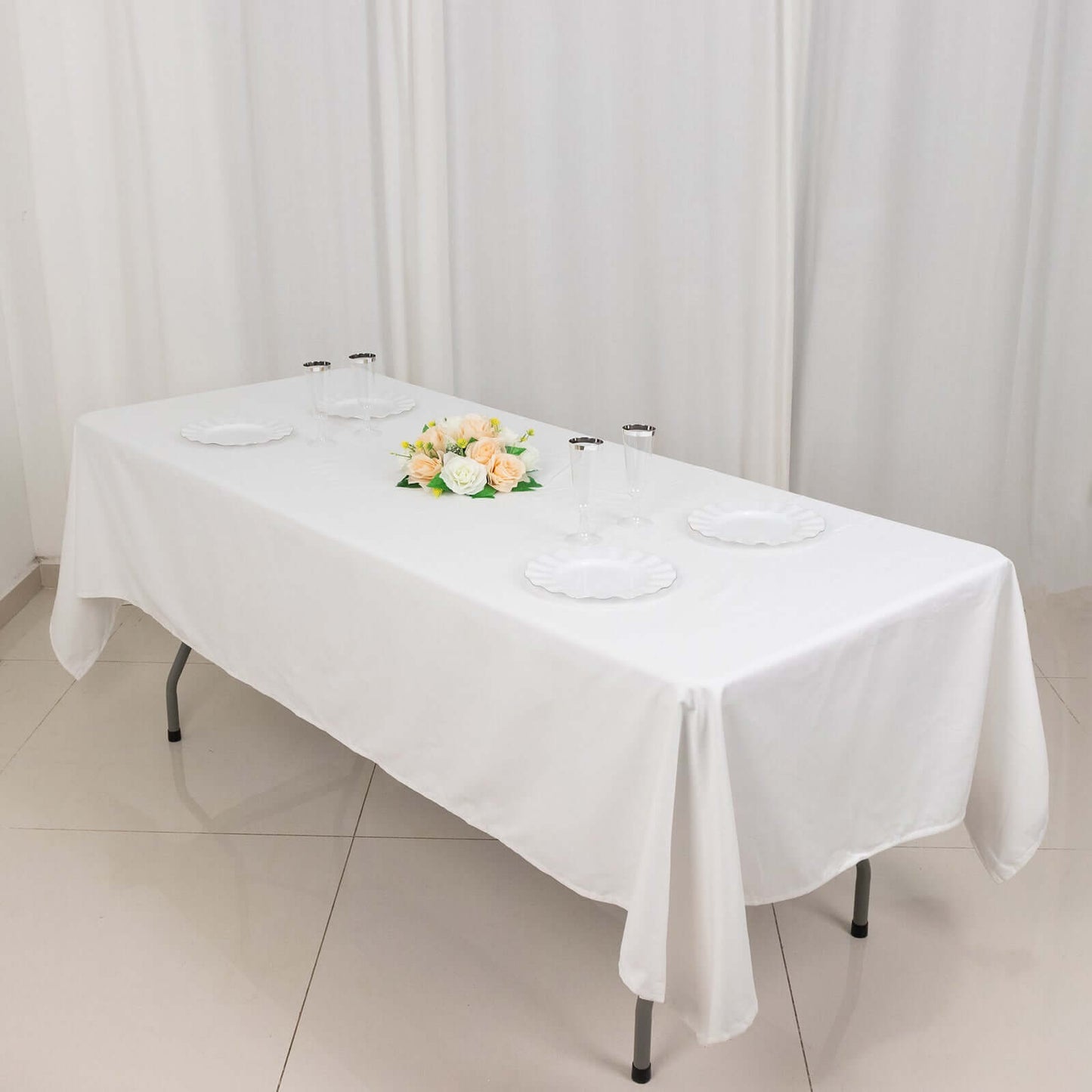 100% Cotton 60"x102" Rectangle Tablecloth White Linen - Soft & Breathable Table Cover