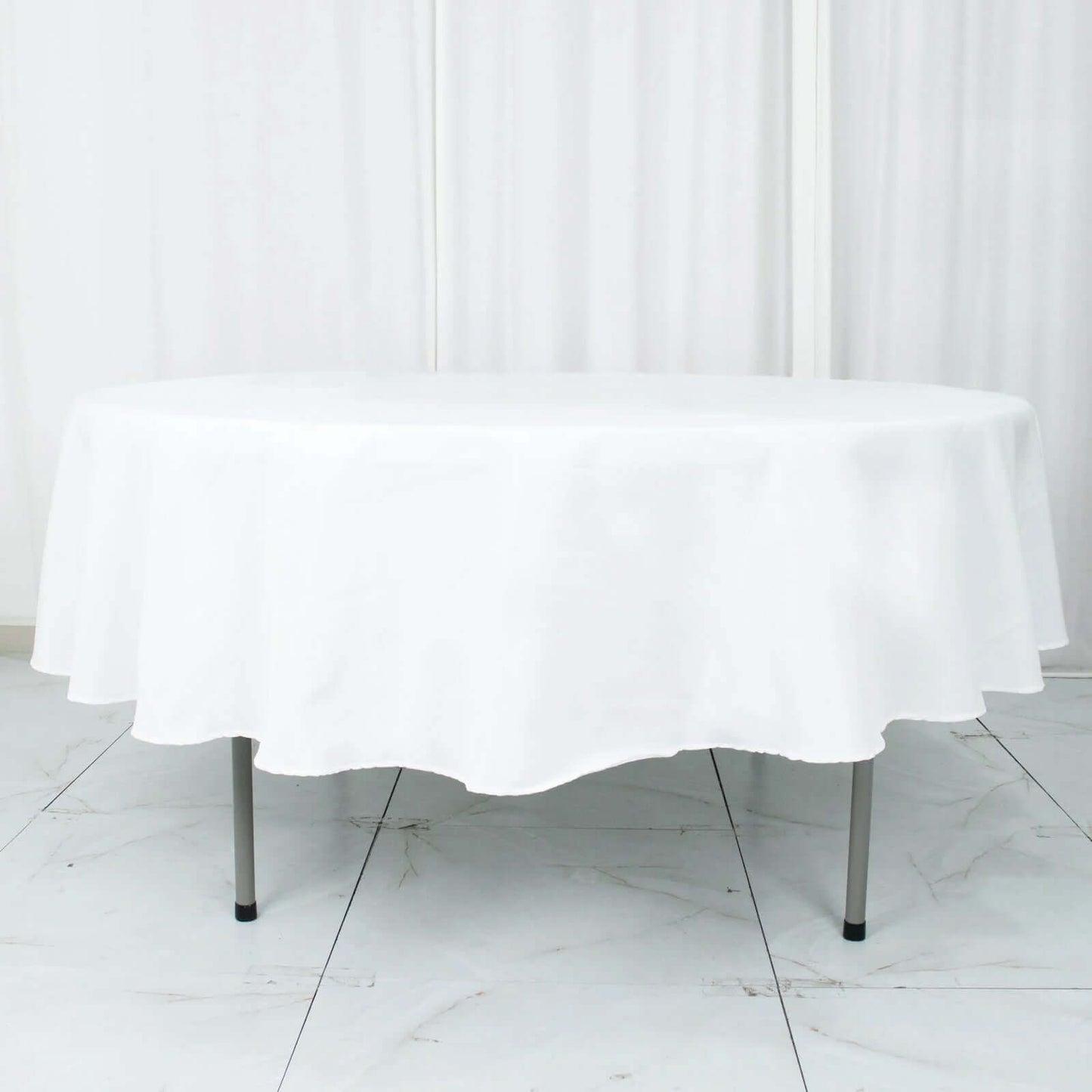 Premium Polyester 90" Round Tablecloth White - Stain and Wrinkle-Resistant 220GSM Table Cover for Weddings & Event Decor
