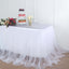 Extra Long Tulle 14ft Table Skirt White with Satin Edge - Table Cover for Baby Showers & Events