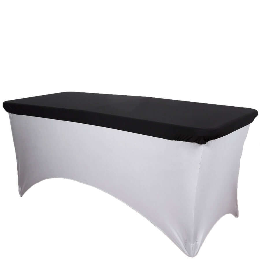 Spandex Rectangle 96"x30" Tablecloth Top Cover Black - Stretchy, Wrinkle Free & Fitted Table Topper
