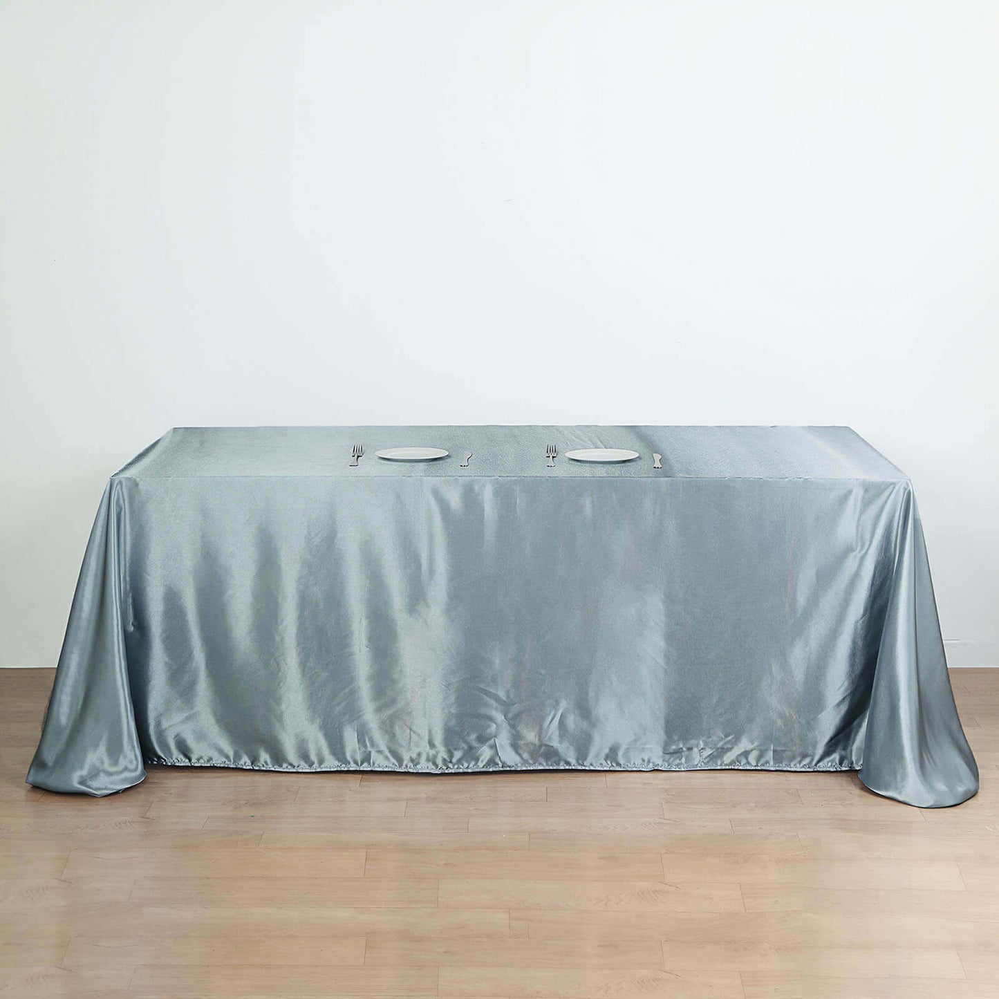 Satin Rectangular 90"x132" Tablecloth Dusty Blue - Seamless Table Cover