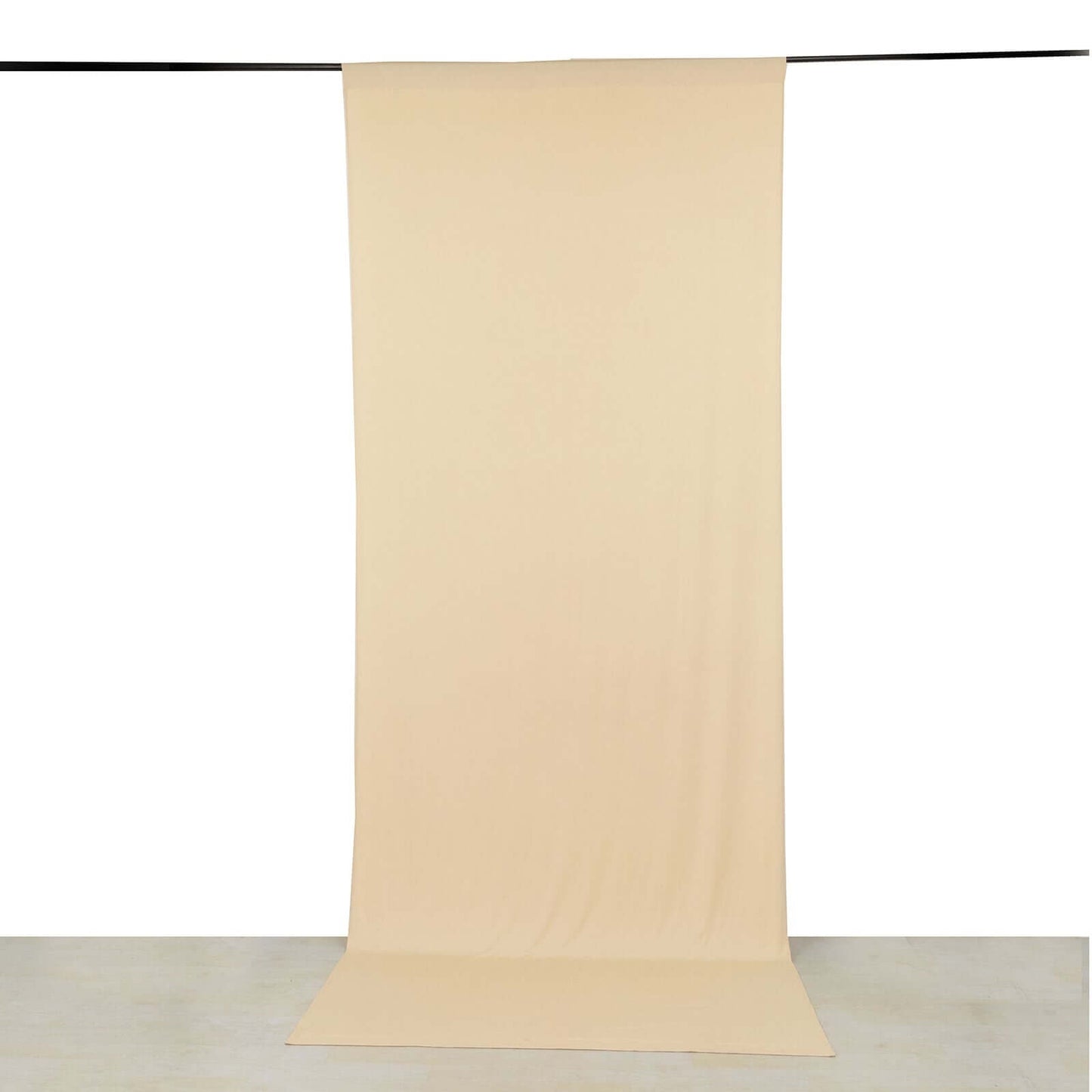 Beige 4-Way Stretch Spandex Event Curtain Drapes, Wrinkle Free Backdrop Event Panel with Rod Pockets - 5ftx12ft