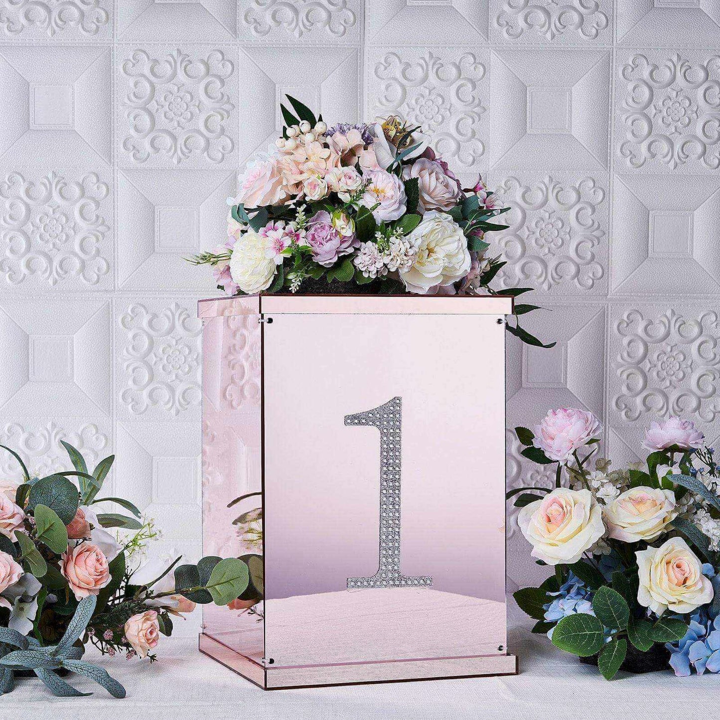 Decorative Rhinestone Number "1" Stickers, Glitter Adhesive Craft Numbers Silver DIY Sparkle Embellishments 8"