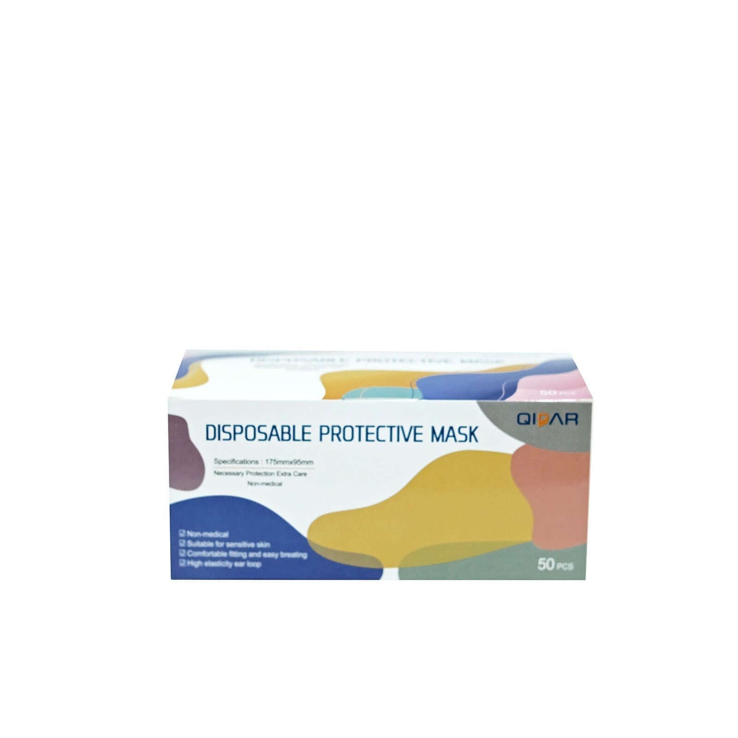 50 Pack 3 Ply Assorted Colors Disposable Face Mask Non Woven Mask with Ear Loop