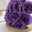 12" Purple Artificial Velvet-Like Fabric Rose Flower Bouquet Bush