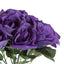 12" Purple Artificial Velvet-Like Fabric Rose Flower Bouquet Bush