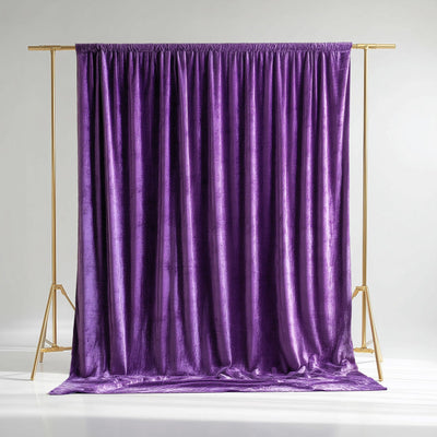 Purple Crushed Velvet Backdrop Curtain â€“ 5ft x 10ft Event Drape with Rod Pocket Privacy Panel for Photo Booths &
