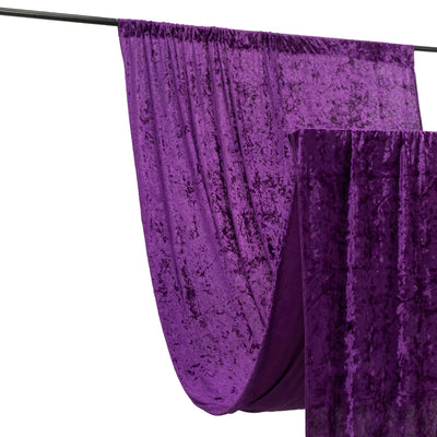 Purple Crushed Velvet Backdrop Curtain â€“ 5ft x 12ft Event Drape with Rod Pocket Privacy Panel for Photo Booths &