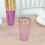 12-Pack Plastic Party Cups Transparent Purple with Gold Rim - Durable Disposable Tumblers for Drinks 17oz 5.5"