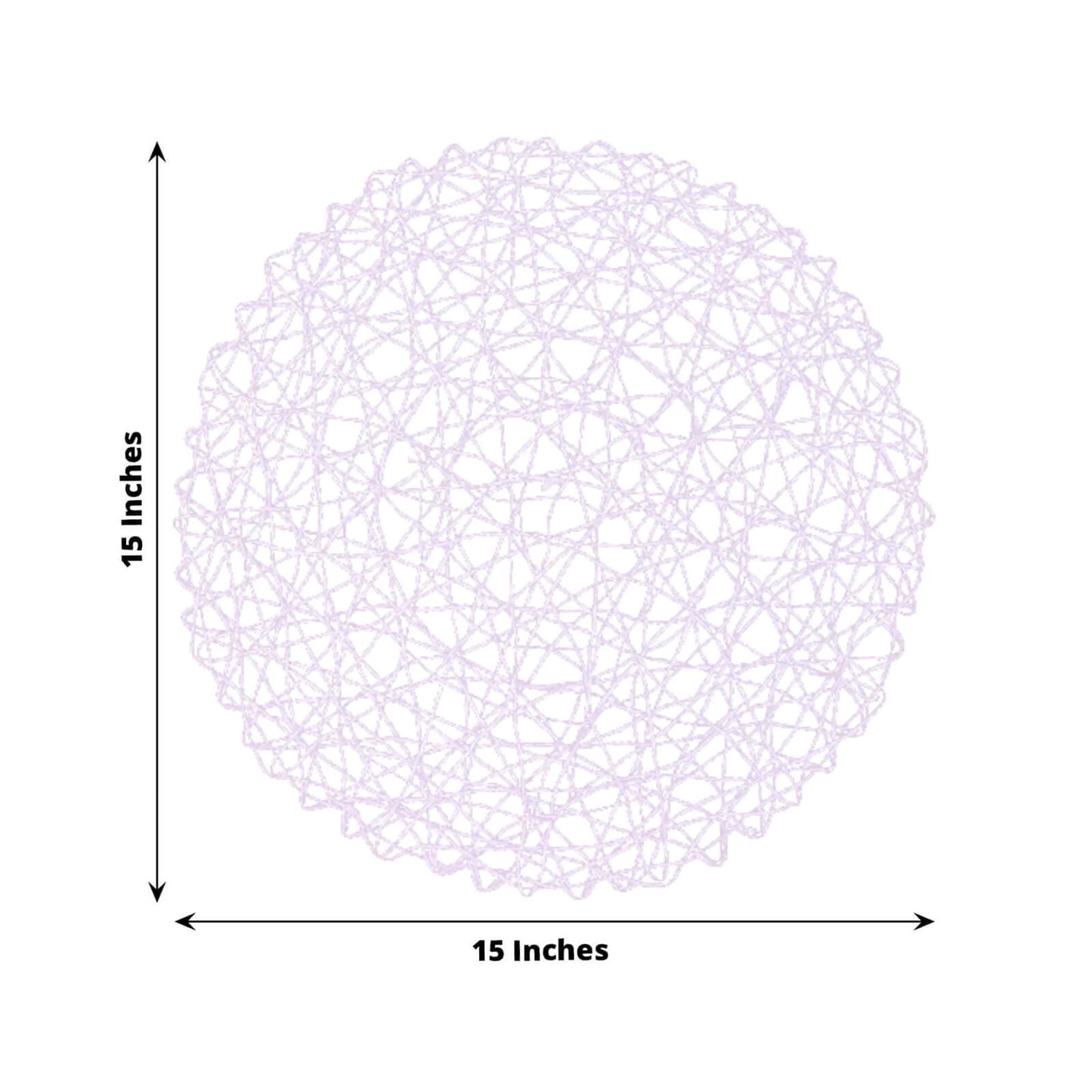 6-Pack Table Placemats Woven Fiber Design Lavender Lilac Round - Disposable Mats for Dining and Events 15"