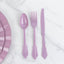 72 Pcs Plastic Silverware Set in Baroque Style Lavender Lilac - Heavy Duty Disposable Knife, Fork, and Spoon Set