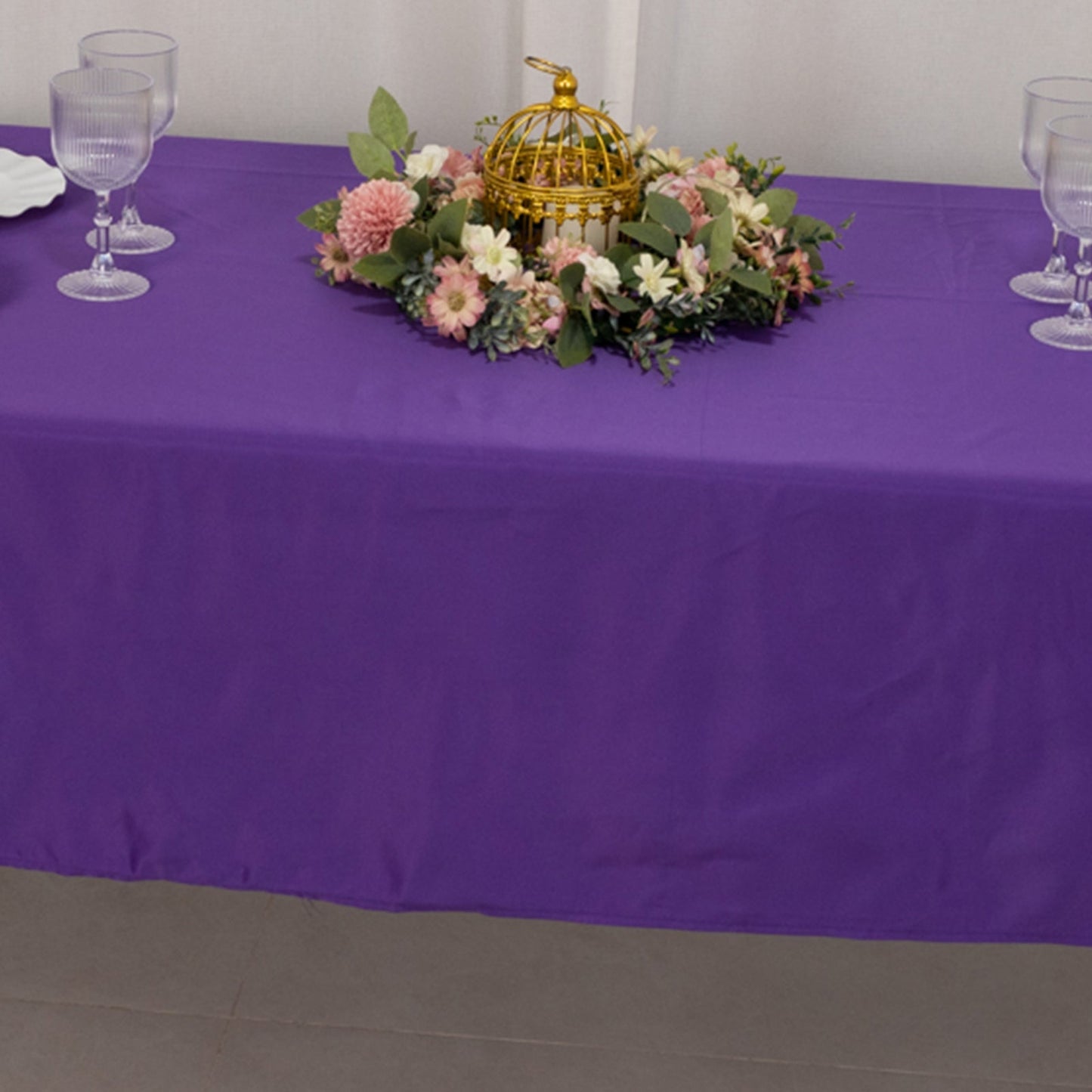 Lamour Satin 60"x102" Rectangle Tablecloth Purple - Durable & Silky Soft Feel Table Cover