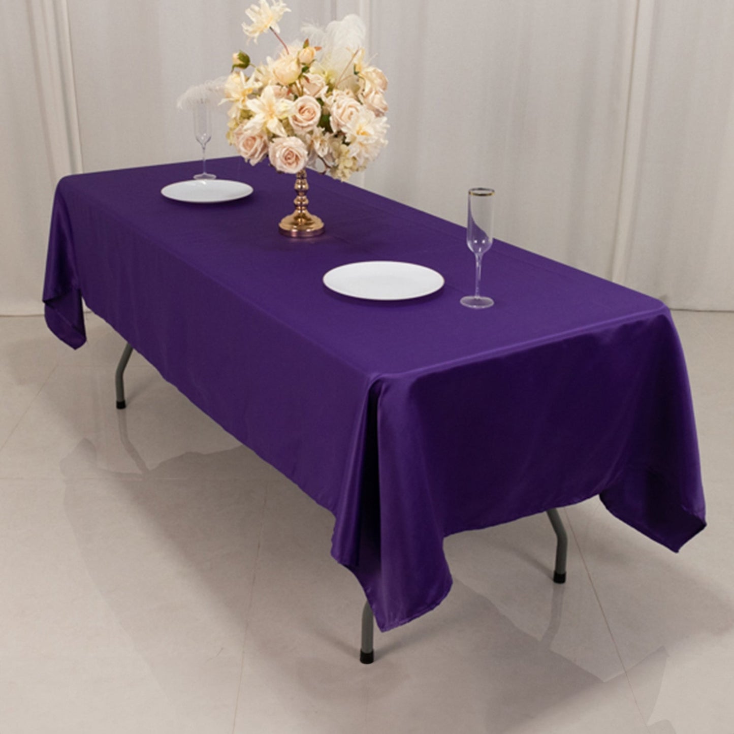 Lamour Satin 60"x102" Rectangle Tablecloth Purple - Durable & Silky Soft Feel Table Cover