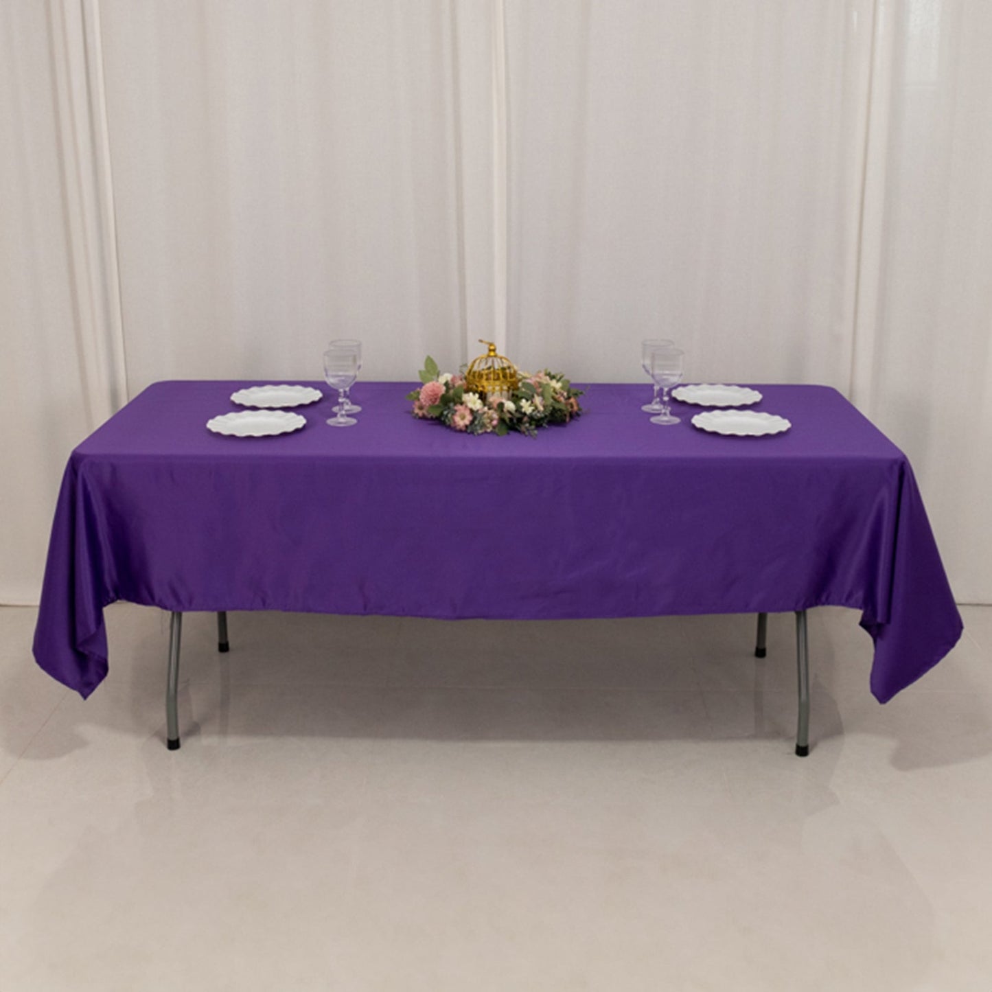 Lamour Satin 60"x102" Rectangle Tablecloth Purple - Durable & Silky Soft Feel Table Cover