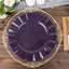 10-Pack Plastic 11" Round Dinner Plates in Purple Ruffled Rim with Gold Edging - Sturdy Disposable Dinnerware