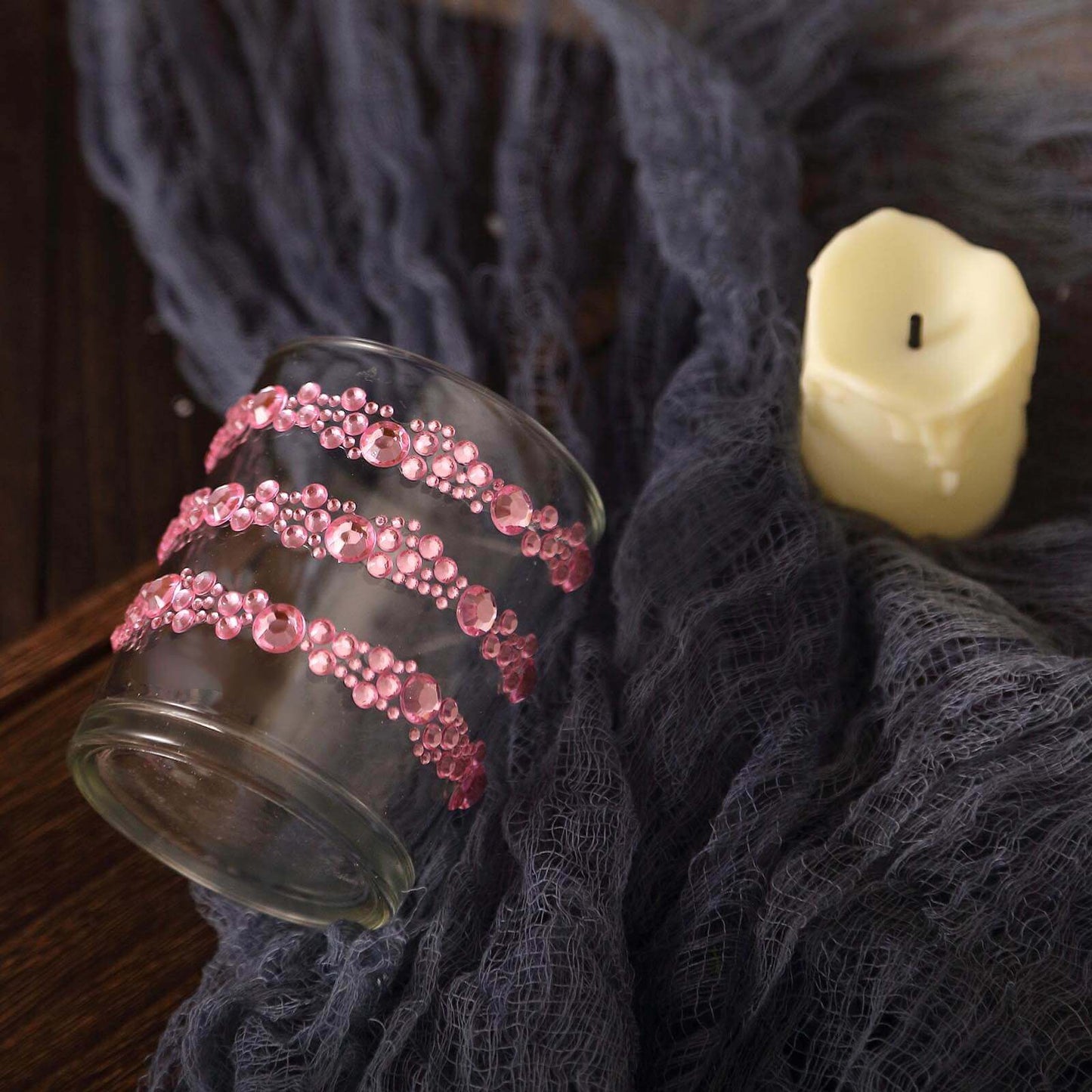 3 Pack Red Heptagon Self Adhesive Rhinestone Gem Craft Stickers